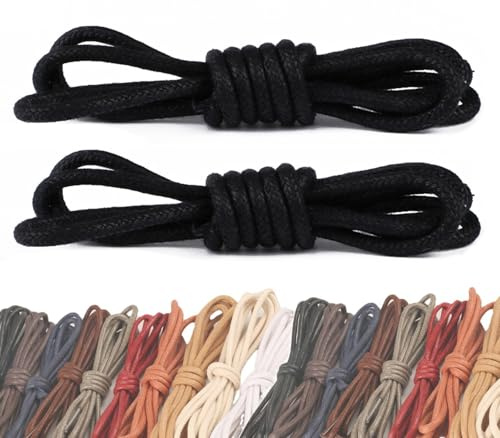 GOODSALEOK 2 Pares Cordones De Cera De AlgodóN Para Zapatos De Cuero 2.5 Mm Cordones Finos Oxford De Negocios Ropa Formal Para Hombres Y Mujeres Negro-140CM