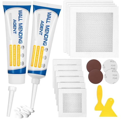 18pcs Wall Repair Kit, 200g Safe Wall Mending Agent, Walls Filler Ready Mixed for Holes, All Purpose Filler for Walls, Quick Drying Plaster Repairs, Self-Adhesive Plaster Repair Patch for Crack, Gap