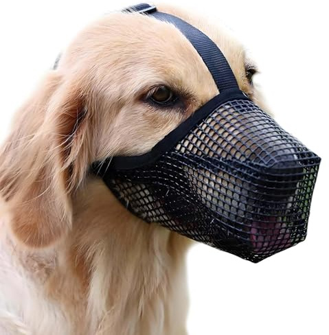 Munkorg för stora hundar, munkorg små hundar justerbar hundkorg mussel L storlek andningsaktiv husdjur mask munögla hund, mjuk nätkorg för liten för hundträning