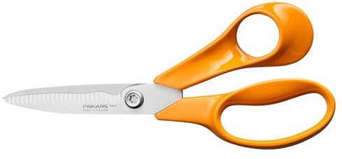 Fiskars Classic Ciseaux de cuisine, Lames Dentelées, Pour Droitier, Longueur Totale : 18.7 cm, Vis Torx Améliorée et Poignée Plus Ergonomique, Acier de Qualité/Plastique, Orange, 1075051