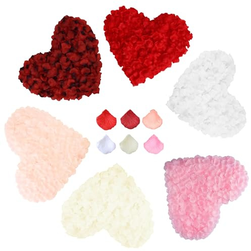 PYSEOSISE Pétalos de Rosa Artificiales, 3000 Piezas Pétalos de Flores, 6 Colores Flores Artificiales Decoracion para Boda Día De San Valentín Aniversario Confesión Propuesta