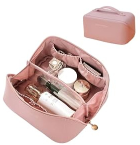 Fonyiunce Trousse de Toilette Femme, Trousse de Maquillage, Pochette Maquillage en PU, Grande Capacité Trousses de Toilette à Suspendre Vanity Maquillage, pour Makeup, Accessoires Bebe Ou Voyage