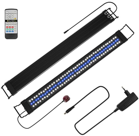 Peviasot Iluminación LED para acuarios, 10 niveles de brillo, 30 W, modo de iluminación 24/7, tira de luz de acuario con interruptor temporizador automático, adecuado para acuarios de agua dulce de 90