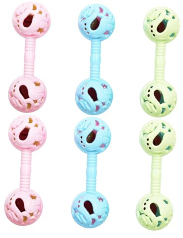 GALPADA Juguetes Sonajeros Manivela Para Bebés 0-1 Año, Set De 6 Piezas Coloridas, Juguetes Educativos Para Desarrollo Sensorial y Coordinación Mano-ojo, Ideales Para Niños Pequeños