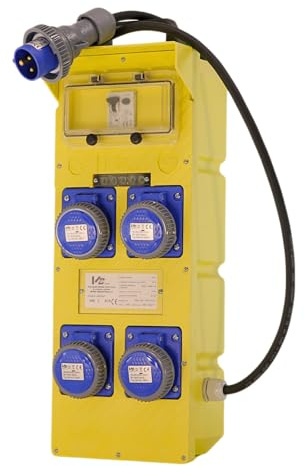 ELETTROWATT - Quadro Elettrico da Cantiere 3kW IP65 | Portatile Professionale con 3 Prese 230V 16A e Interruttore Magnetotermico | Certificato CEE, Robusto, Resistente (4 Prese Monofase)