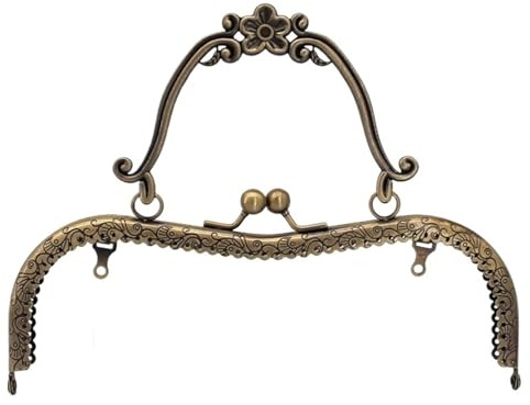 GHHZML Clutch-fickstängning 20,5 cm metallplånbok-ramhandtag, koppling väsktillbehör, gör-det-själv-kysslås, bronsfärgad prägling, M-formad handväska-hårdvara för virkväska (brun)