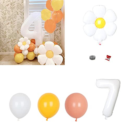 NOENNULL Daisy Ballong Set Slitstark Återanvändbara Dekorativa Party Ballonger för Baby Shower Bröllop Födelsedag Events Aluminium Film 10 Tums Ballong Multicolor (#7)