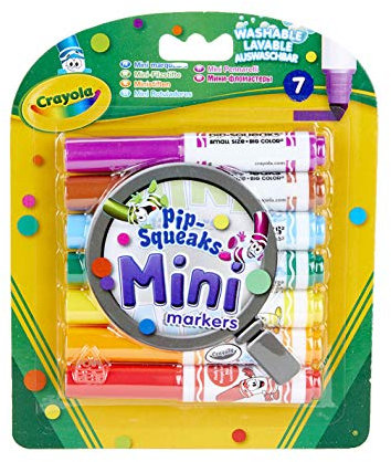 CRAYOLA Pip-Squeaks Mini Washable Felt Tip Colouring Pens - Assorted Colours (Pack of 7) | Designed with Little Hands in Mind! Ideal for Kids Aged 3+