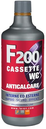 FAREN - Disincrostante Anticalcare F200, Elimina Incrostazioni di Calcare dalle cassette di scarico, Sicuro su Plastiche e Gomme, Efficiente ed Economico, 1L