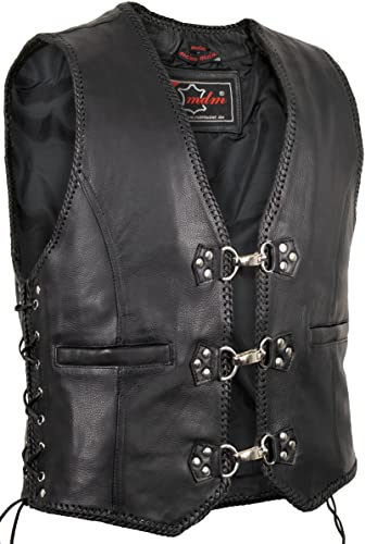 MDM Chaleco de cuero con hebillas de motocicleta (2XL)