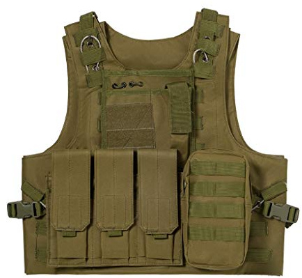 Jipemtra Tactical MOLLE Airsoft Vest Adjustable Paintball Combat Training Vest Detachable for Slim Person