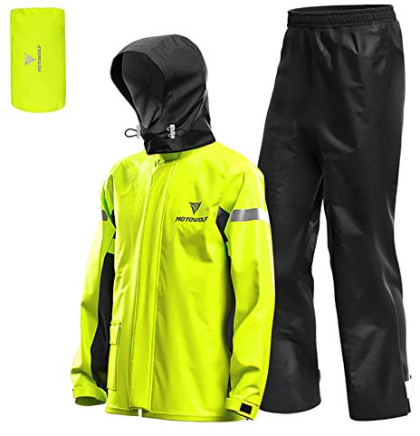 LIXADA Hommes Moto Combinaison de Pluie Extérieur Réfléchissant Imperméable Veste et Pantalon de Pluie Vêtements de Pluie pour Vélo Equitation Cyclisme Camping Randonnée