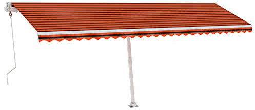 vidaXL Markise Automatisch mit LED Windsensor Sonnenmarkise Balkonmarkise Sonnenschutz Gelenkarmmarkise Standmarkise 600x350cm Orange Braun