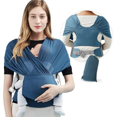 Tragetuch Baby Atmungsaktive, Babytrage Neugeborene ab Geburt (0-2 Jahre) au Bis15Kg, Babytragetücher für Neugeborene Kleinkinder, Baby Wrap Carrier Geeignet für Frühling Sommer (Blau)