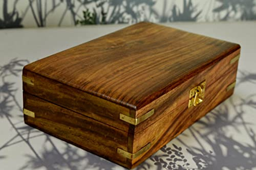 India House - Boîte en bois avec finition lisse - Organisateur et rangement de bijoux (Design 11)
