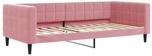 vidaXL Letto da Giorno Rosa 90x200 cm in Velluto, Divano Letto, Divano Letto Singolo, Divano Letto in Velluto, Letto per Ospiti, Divano Letto Moderno