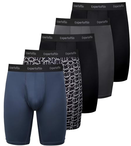 Expertoftio Largos Calzoncillos Deportivos Boxer Hombre Pack Ropa Interior | Pack de 5, 23CM, Poliéster, con Apertura, Secado Rápido, Antirozaduras,Compresión, Funcional,Evacua la Humedad, Ligero