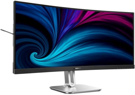 Philips 34B2U5600C - 34 Zoll WQHD Curved Monitor, höhenverstellbar (3440x1440, 120Hz, HDMI, DisplayPort, USB-C (100W PD), RJ45, USB Hub) dunkel grau