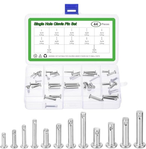 sourcing map 44Pcs M3 / M4 / M5 12 Sizes 304 Stainless Steel Single Hole Clevis Pin Set