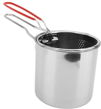 Friteuse avec Panier Mini Friteuse à Huile Tempura Fryer 304 en Acier Inoxydable Filtre à Huile Récipient D'huile de Cuisson pour Cuisine Camping