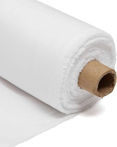 Bomullstyg 51 tum 55 GSM, 130 cm bred för bröllop och evenemang - tyg för draperi, dekoration och hantverk - mångsidig, perfekt för gör-det-själv-projekt - Craft Queen LTD (vit, 5 meter)