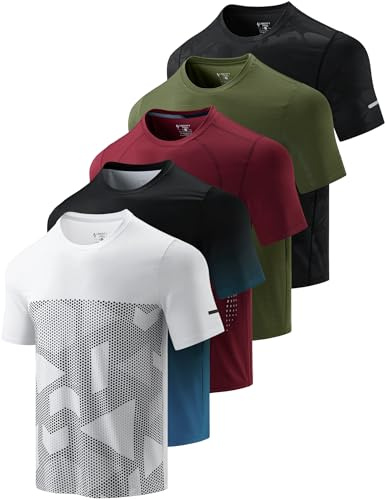Liberty Imports Camisetas Atléticas de Manga Corta con Cuello Redondo Camiseta Hombre (Pack de 5)