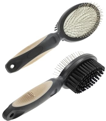 Rosewood Brosse Double pour Chien Taille S, Brosse 2 en 1 pour Poils Courts et Longs, avec Picots métalliques et Poils, poignée Ergonomique antidérapante pour l Entretien du Pelage