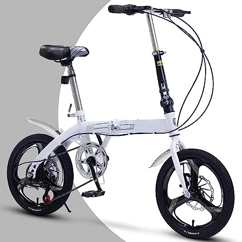 Vélos pliants 6 Vitesses, vélos légers et Pliables, vélos de Ville pour Adultes avec Frein à Disque, Cadre en Acier à Haute teneur en Carbone, pour Hommes et Femmes B, 16 Pouces