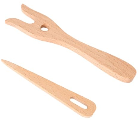 AMISENK Forchetta per maglieria in legno con ago a occhio grande strumento per intrecciare per principianti adulti fatto a mano corda per fare intreccio forcella collana tessitura