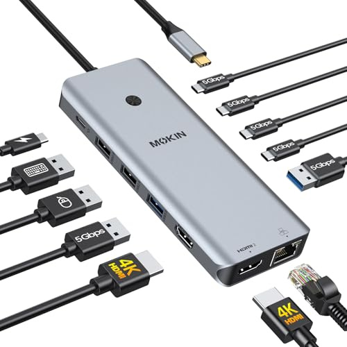 MOKiN Laptop Docking Station Dual Monitor, USB C Hub mit 2 HDMI,für Dell/HP