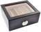 Eitida Desktop Humidor Case Holds 25-50 Cigar, Tempered Glass Top Display, Handcraft Spanish Cedar Wood Storage Box with Divider, Humidifier and Hygrometer, Ebony Black Finish.