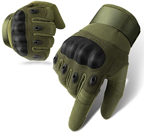Cierto Motorcycle Gloves for Men and Women, Touchscreen Motorcycle Riding Gloves with Hard Knuckle Protection, Full Finger Gloves with Reinforced Palm for Dirt Bike, Motocross, ATV, MTB - Small Green
