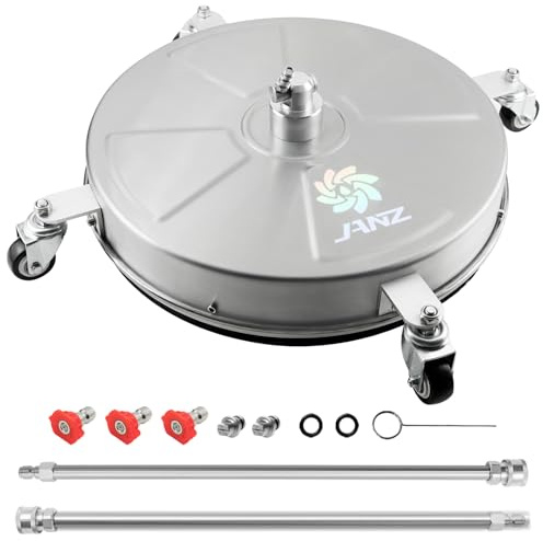 JANZ 45,7 cm Hochdruckreiniger-Oberflächenreiniger mit 4 Rädern, 6,3 mm Schnellstecker, Edelstahlgehäuse, 2 Verlängerungsstab-Aufsätze, 3 Sprühdüsen und 2 Ersatzdüsen, 4000 PSI