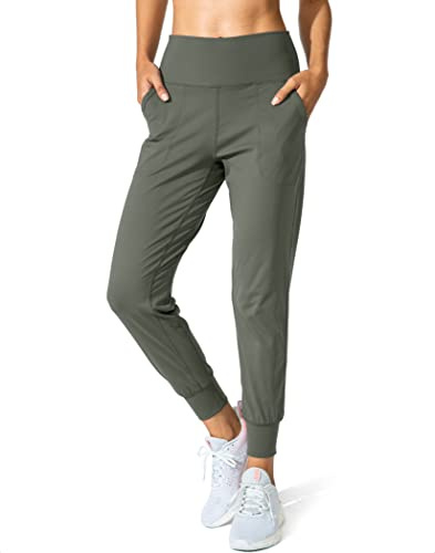 G Gradual Women's Joggers High Waisted Yoga Pants with Pockets Loose Leggings for Women Workout, Athletic, Lounge (Grey Sage, Medium)