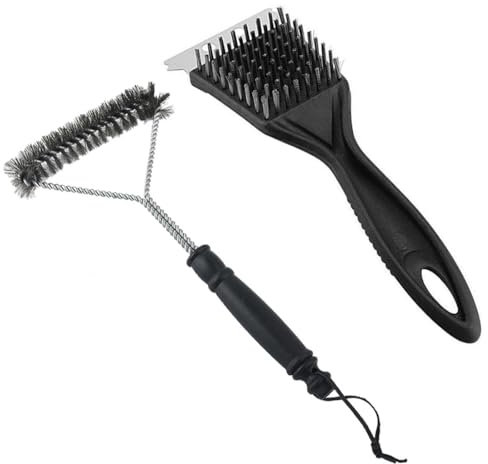 NHQ 2 Piezas Cepillo Varbacoa,Accesorios Barbacoa,Limpiador Barbacoa,Parrilla Barbacoa,Cepillo de Limpieza con Cerdas de Alambre en ángulo y Lazo de Colgar