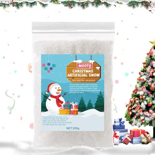 Ganbaro Artificial Snow, Instant Snow, Fake Snow, Plastic Fake Snowflakes, Artificial Snow for Crafts, Snow for Christmas Tree Decoration Holiday Decor, Winter Christmas Snowflakes Displays, 200g