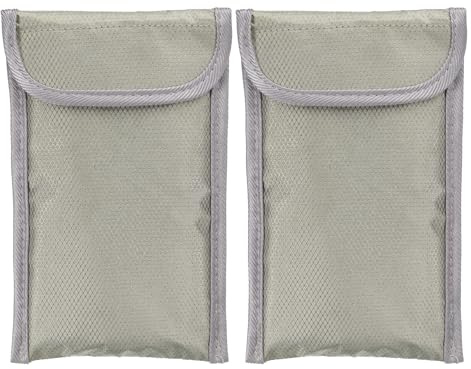 PATIKIL Bolsas Faraday, Paquete de 2 Bolsas Bloqueadoras de Señal de 6.5 Pulgadas para Llaves Anti-Robo Protección de Coche Celular RFID GPS Cartera de Blindaje, Plata-Gris