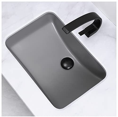 Lavabo de baño bajo encimera, Lavabo Rectangular, Lavabo bajo encimera con Grifo y Kit de Drenaje (Color: Gris, tamaño: 52,5 x 37,5 x 20,5 cm)