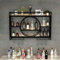 Barschrank,wandmontiertes Weinpräsentationsregal Aus Metall Mit Metallrahmen Hängende Industrielle Runde Weinregale Weinregal Palette Eisen Weinregal(Size:140cm,Color:Schwarz)