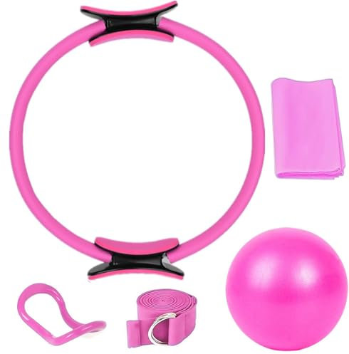 JOOVCC Pilates Circle Essentials Kit, 5-teiliges Yoga-Set für Frauen, Pilates zu Hause, inklusive Pilates-Ball, Magic Circle Yoga-Ring und Widerstandsbändern für Frauen, Pilates-Ring- und Ball-Set.