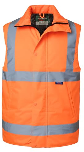 Oralidera Gilet Imbottito di Sicurezza Riflettente da Uomo Gilet di Sicurezza ad alta visibilitá Invernale Giubbotto Smanicato Catarifrangente, Arancia, XL