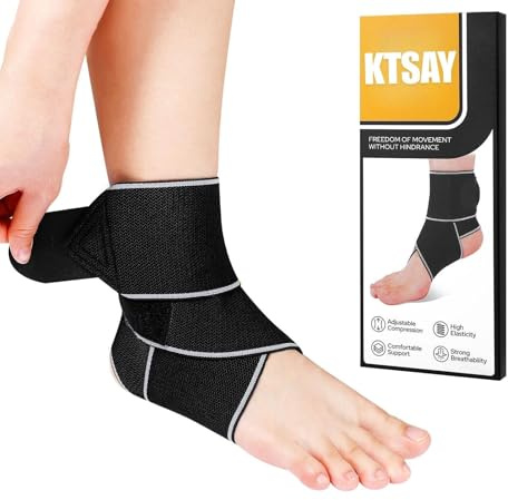 KTSAY Ankle Brace for Sprained Ankle, Ankle Support for Women & Men, Adjustable Compression Wrap for Achilles Tendonitis & Plantar Fasciitis Relief (Grey)