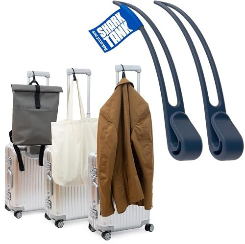 Luggage Hook Bagagekrok för resväska (2 st) – krok för resväska för jacka och väska upp till 10 kg, praktisk resetillbehör flyg, väskhållare resa blå