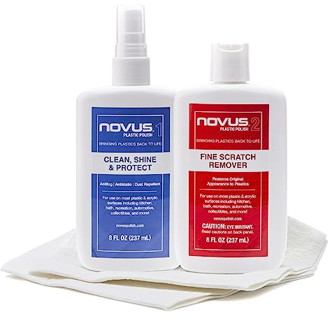 NOVUS-PK2-8 | Plastic Clean & Shine #1, Fine Scratch Remover #2 and Polish Mates Pack | 8 Ounce Bottles