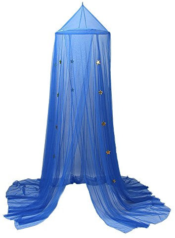 WESTHL Moskitonetz mit Sternen für Baby, Kinder, Indoor & Outdoor, geeignet für 3.94 Ft. bis 5.91 FT. Bett, Mesh, Blau, Rund, Dekoration
