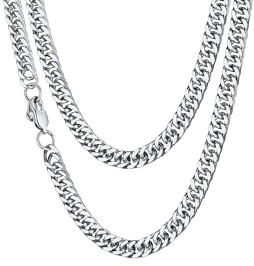 ChainsHouse cadena gorda hombre 7mm 55cm Cadenas acero hombres cubano eslabones alto pulido gratis caja de regalo