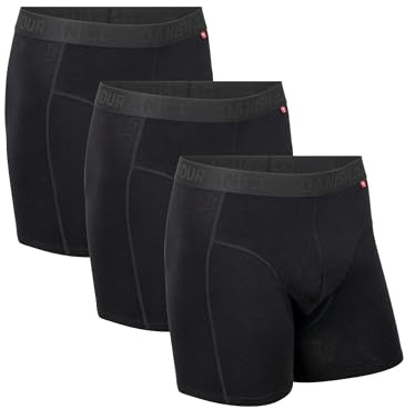 DANISH ENDURANCE Lot de 3 Boxers en Coton Bio Ultra Doux et Respirants, Confortables, Caleçons Homme, Noir, 3XL