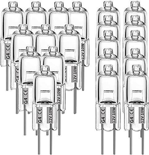 20 lampadine alogene G4 20 W 12 V lampadine alogene a 2 pin chiaro capsula lampadina, alogeno-pin base-lampada luce bianca calda trasparente capsula per fornelli