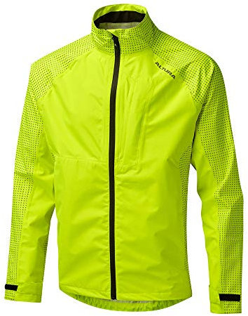 Altura Mens Waterproof Jacket - Lightweight Rain Coat with Adjustable Hood and Reflective Details, Outdoor Waterproof Jacket for Hiking and Running, Windbreaker Yellow Jackets, Reflective Sleeve | L