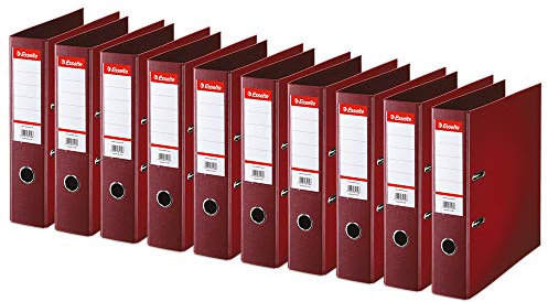 Esselte Standard, 10 x Ordner mit Hebel, bordeaux, Rücken 75 mm, A4, PP, 320280